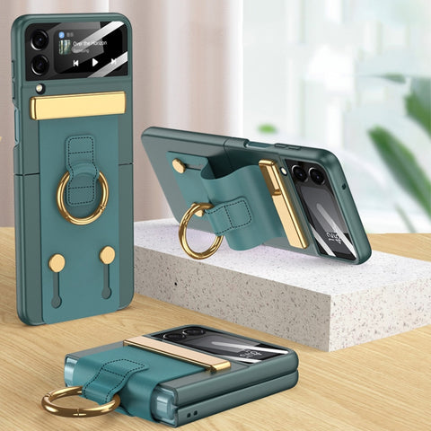 GKK Ultrathin Shockproof Phone Case with Ring Holder / Wrist Strap, For Samsung Galaxy Z Flip3 5G