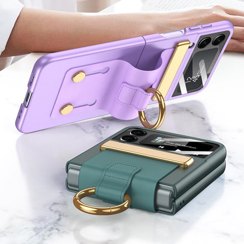 GKK Ultrathin Shockproof Phone Case with Ring Holder / Wrist Strap, For Samsung Galaxy Z Flip3 5G