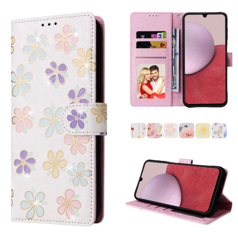 Bronzing Painting RFID Leather Phone Case, For Samsung Galaxy A22e 5G, For Samsung Galaxy A14 5G