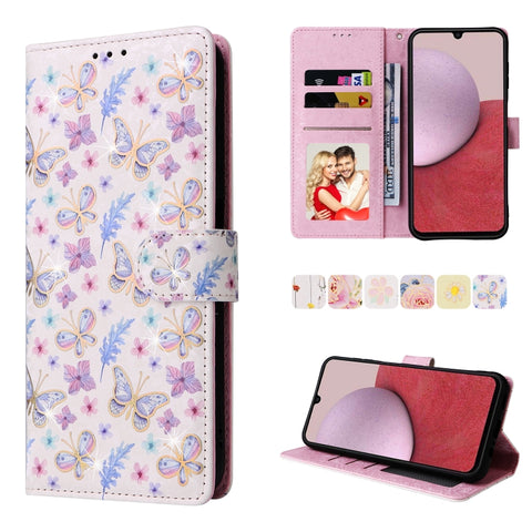 Bronzing Painting RFID Leather Phone Case, For Samsung Galaxy A22e 5G, For Samsung Galaxy A14 5G