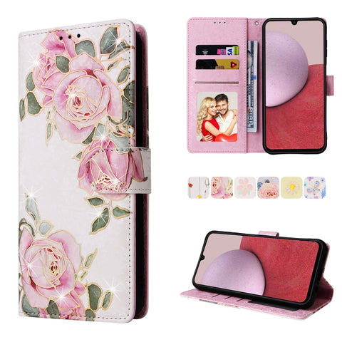 Bronzing Painting RFID Leather Phone Case, For Samsung Galaxy A22e 5G, For Samsung Galaxy A14 5G