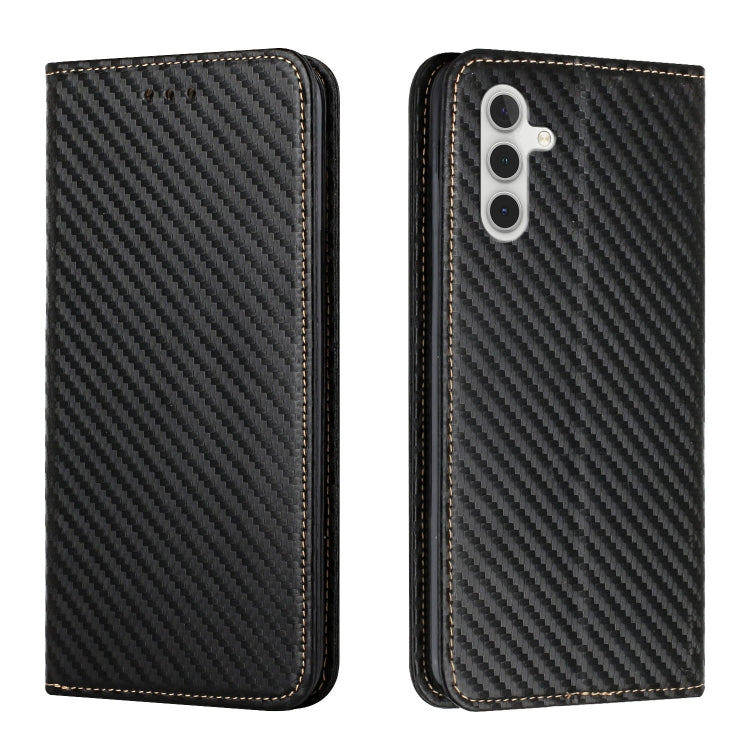 Carbon Fiber Texture Flip Holder Leather Phone Case, For Samsung Galaxy A34, For Samsung Galaxy A54