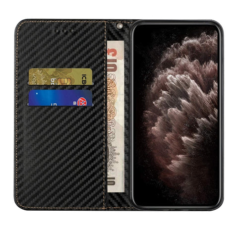 Carbon Fiber Texture Flip Holder Leather Phone Case, For Samsung Galaxy A34, For Samsung Galaxy A54