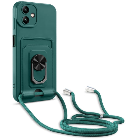 Ring Kickstand Card Wallet TPU Phone Case with Lanyard, For Samsung Galaxy A04 / M13 5G, For Xiaomi Redmi A1+