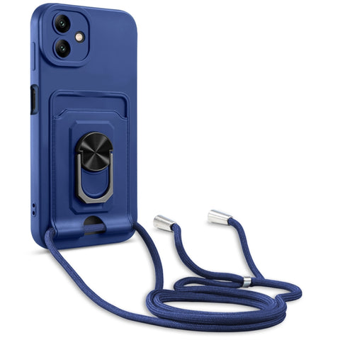 Ring Kickstand Card Wallet TPU Phone Case with Lanyard, For Samsung Galaxy A04 / M13 5G, For Xiaomi Redmi A1+