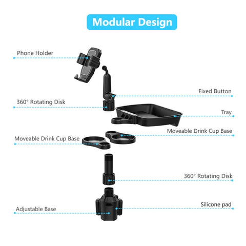 Car Drink Water Cup Mobile Phone Holder 360 Degree Rotating Dinner Plate, B06 (Grey), B06 (Green), B10 (Grey), B10 (Green)
