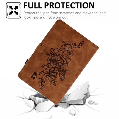 Peony Butterfly Embossed Leather Smart Tablet Case, For Samsung Galaxy Tab S7 / S8, For Samsung Galaxy Tab A8 10.5 2021 X205, For Samsung Galaxy Tab S6 Lite P610, For Samsung Galaxy Tab A7 10.4 2020 T500, For Samsung Galaxy Tab A 10.1 2016 T580        ...