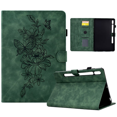 Peony Butterfly Embossed Leather Smart Tablet Case, For Samsung Galaxy Tab S7 / S8, For Samsung Galaxy Tab A8 10.5 2021 X205, For Samsung Galaxy Tab S6 Lite P610, For Samsung Galaxy Tab A7 10.4 2020 T500, For Samsung Galaxy Tab A 10.1 2016 T580        ...