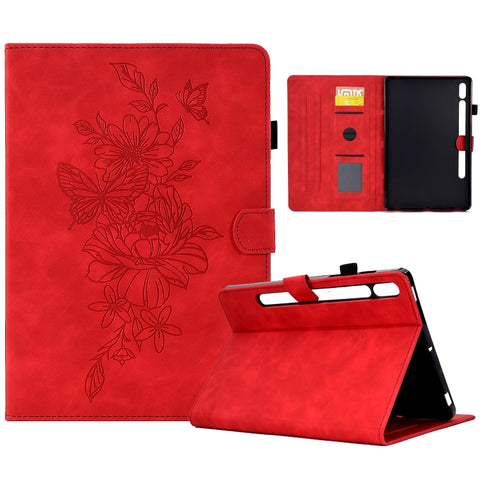 Peony Butterfly Embossed Leather Smart Tablet Case, For Samsung Galaxy Tab S7 / S8, For Samsung Galaxy Tab A8 10.5 2021 X205, For Samsung Galaxy Tab S6 Lite P610, For Samsung Galaxy Tab A7 10.4 2020 T500, For Samsung Galaxy Tab A 10.1 2016 T580        ...