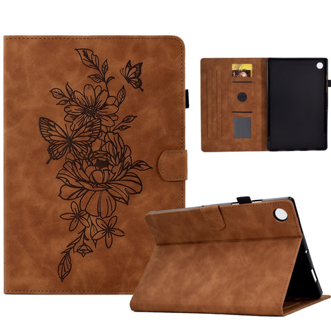 Peony Butterfly Embossed Leather Smart Tablet Case, For Samsung Galaxy Tab S7 / S8, For Samsung Galaxy Tab A8 10.5 2021 X205, For Samsung Galaxy Tab S6 Lite P610, For Samsung Galaxy Tab A7 10.4 2020 T500, For Samsung Galaxy Tab A 10.1 2016 T580        ...