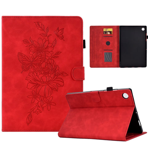 Peony Butterfly Embossed Leather Smart Tablet Case, For Samsung Galaxy Tab S7 / S8, For Samsung Galaxy Tab A8 10.5 2021 X205, For Samsung Galaxy Tab S6 Lite P610, For Samsung Galaxy Tab A7 10.4 2020 T500, For Samsung Galaxy Tab A 10.1 2016 T580        ...