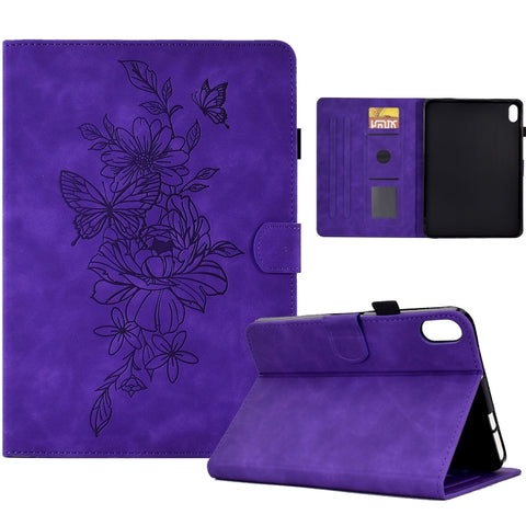 Peony Butterfly Embossed Leather Smart Tablet Case, For Lenovo Tab P11