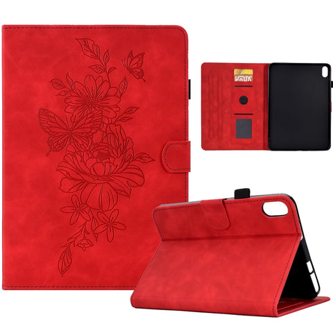 Peony Butterfly Embossed Leather Smart Tablet Case, For Lenovo Tab P11