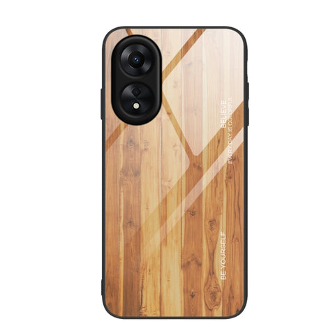 For OPPO A17 Wood Grain Glass Phone Case, For OPPO A17