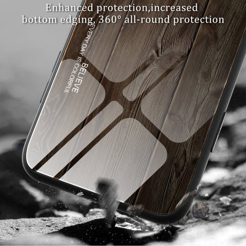 For OPPO A17 Wood Grain Glass Phone Case, For OPPO A17