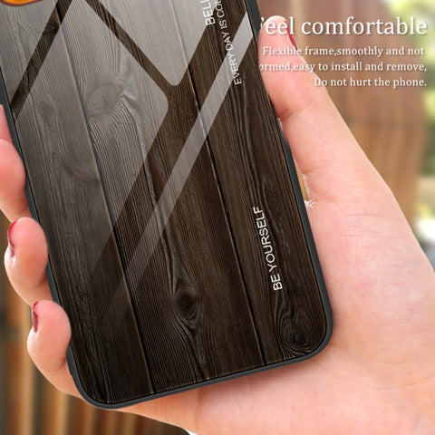 For OPPO A17 Wood Grain Glass Phone Case, For OPPO A17