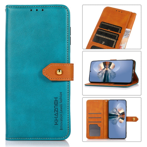 KHAZNEH Dual-color Cowhide Texture Leather Phone Case, For Samsung Galaxy A24 4G