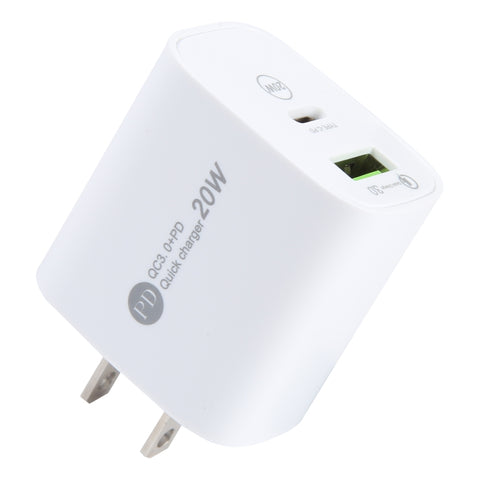 PD 20W USB-C/Type-C+QC 3.0 USB Interface Fast Charge Charger, Specification: US Plug