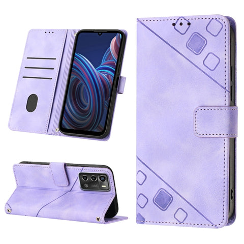 Skin-feel Embossed Leather Phone Case, For ZTE Blade A52, For ZTE Blade A72