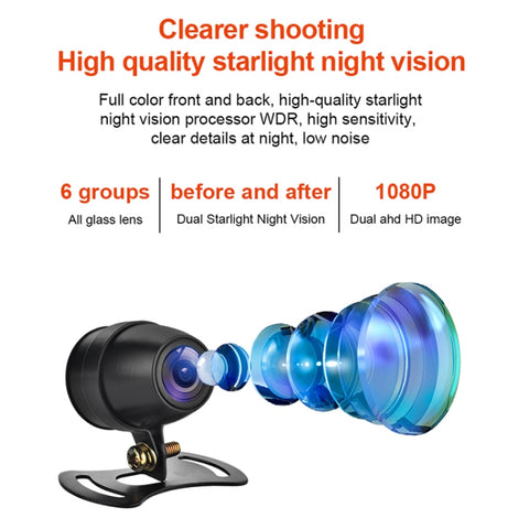 SE3 Dual AHD 1080P Waterproof HD Motorcycle DVR, Support TF Card / Cycling Video / Parking Monitoring, SE3