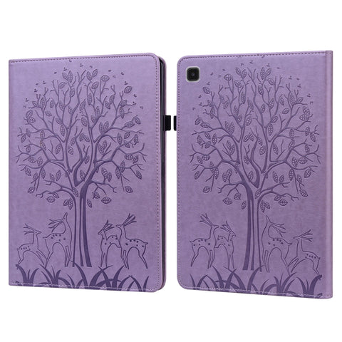 Tree & Deer Pattern Embossed Leather Tablet Case, For Lenovo Tab M9, For Lenovo Tab M10 3rd Gen, For Samsung Galaxy Tab A7 Lite T220