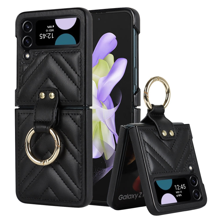 V-shaped Folding Protective Phone Case with Folding Ring, For Samsung Galaxy Z Flip4