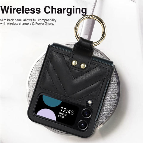 V-shaped Folding Protective Phone Case with Folding Ring, For Samsung Galaxy Z Flip4