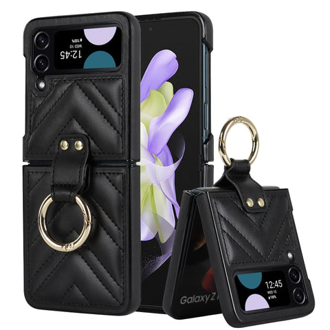 V-shaped Folding Protective Phone Case with Folding Ring, For Samsung Galaxy Z Flip4