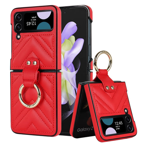 V-shaped Folding Protective Phone Case with Folding Ring, For Samsung Galaxy Z Flip4