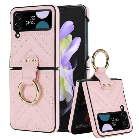 V-shaped Folding Protective Phone Case with Folding Ring, For Samsung Galaxy Z Flip4