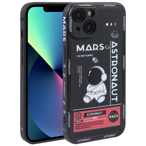 Astronaut Pattern Silicone Straight Edge Phone Case, For iPhone 14, For iPhone 14 Plus, For iPhone 14 Pro, For iPhone 14 Pro Max, For iPhone 13, For iPhone 13 Pro
