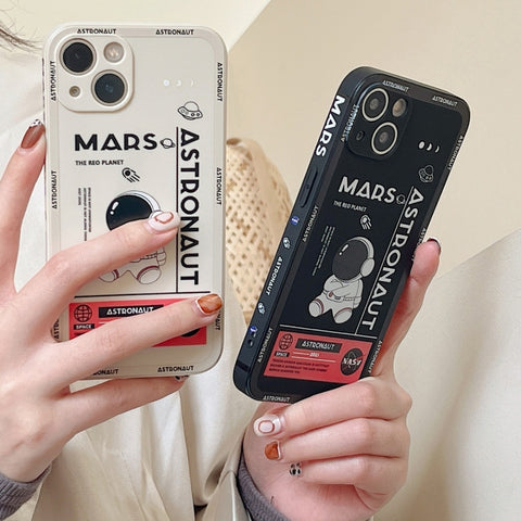 Astronaut Pattern Silicone Straight Edge Phone Case, For iPhone 13 Pro Max, For iPhone 12, For iPhone 12 Pro, For iPhone 12 Pro Max, For iPhone 11, For iPhone 11 Pro