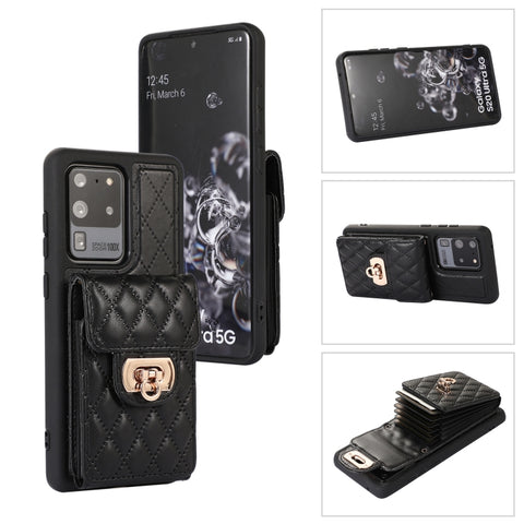 Card Slot Leather Phone Case with Short Lanyard, For Samsung Galaxy S20, For Samsung Galaxy S20+, For Samsung Galaxy S20 Ultra, For Samsung Galaxy S20 FE, For Samsung Galaxy S21 FE