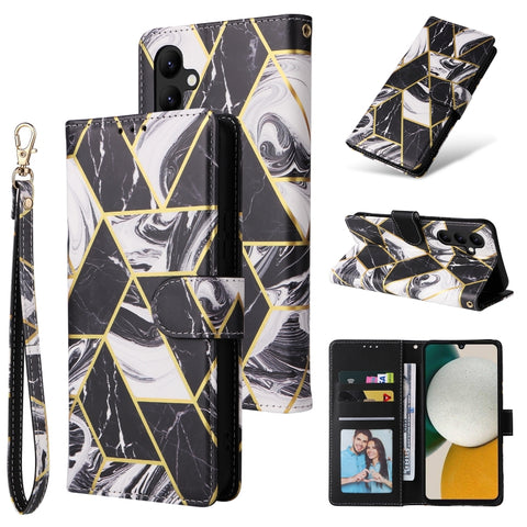 Marble Bronzing Stitching Leather Phone Case, For Samsung Galaxy A34 5G, For Samsung Galaxy A54 5G, For Xiaomi Redmi Note 12 5G, For Xiaomi Redmi Note 12 Pro 5G, For Xiaomi Redmi Note 12 Pro+ 5G