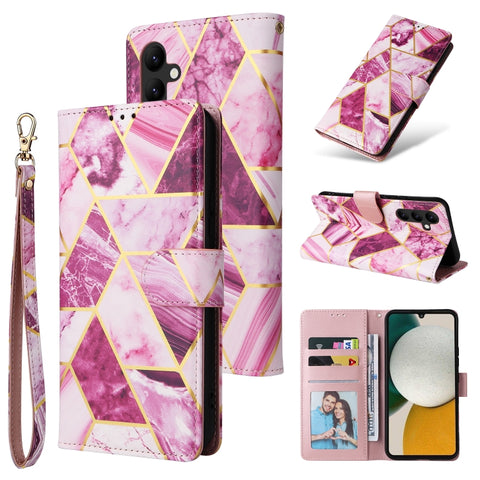 Marble Bronzing Stitching Leather Phone Case, For Samsung Galaxy A34 5G, For Samsung Galaxy A54 5G, For Xiaomi Redmi Note 12 5G, For Xiaomi Redmi Note 12 Pro 5G, For Xiaomi Redmi Note 12 Pro+ 5G