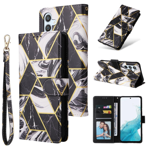 Marble Bronzing Stitching Leather Phone Case, For Samsung Galaxy A34 5G, For Samsung Galaxy A54 5G, For Xiaomi Redmi Note 12 5G, For Xiaomi Redmi Note 12 Pro 5G, For Xiaomi Redmi Note 12 Pro+ 5G