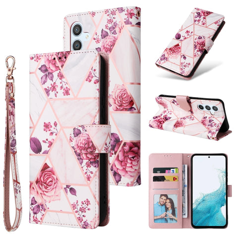 Marble Bronzing Stitching Leather Phone Case, For Samsung Galaxy A34 5G, For Samsung Galaxy A54 5G, For Xiaomi Redmi Note 12 5G, For Xiaomi Redmi Note 12 Pro 5G, For Xiaomi Redmi Note 12 Pro+ 5G