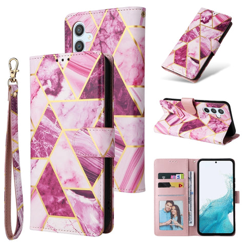 Marble Bronzing Stitching Leather Phone Case, For Samsung Galaxy A34 5G, For Samsung Galaxy A54 5G, For Xiaomi Redmi Note 12 5G, For Xiaomi Redmi Note 12 Pro 5G, For Xiaomi Redmi Note 12 Pro+ 5G