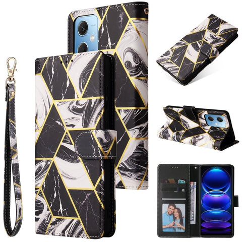 Marble Bronzing Stitching Leather Phone Case, For Samsung Galaxy A34 5G, For Samsung Galaxy A54 5G, For Xiaomi Redmi Note 12 5G, For Xiaomi Redmi Note 12 Pro 5G, For Xiaomi Redmi Note 12 Pro+ 5G