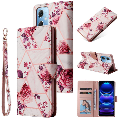 Marble Bronzing Stitching Leather Phone Case, For Samsung Galaxy A34 5G, For Samsung Galaxy A54 5G, For Xiaomi Redmi Note 12 5G, For Xiaomi Redmi Note 12 Pro 5G, For Xiaomi Redmi Note 12 Pro+ 5G