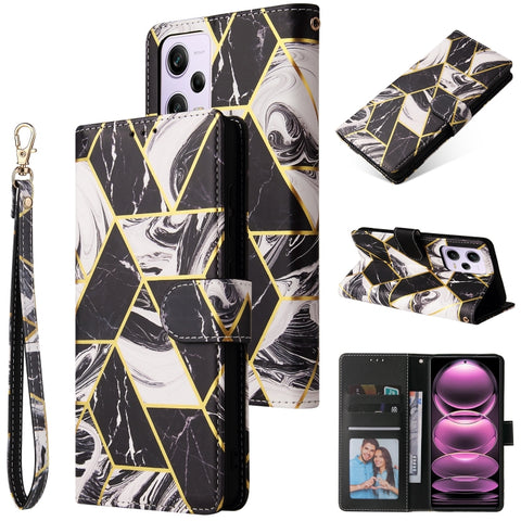 Marble Bronzing Stitching Leather Phone Case, For Samsung Galaxy A34 5G, For Samsung Galaxy A54 5G, For Xiaomi Redmi Note 12 5G, For Xiaomi Redmi Note 12 Pro 5G, For Xiaomi Redmi Note 12 Pro+ 5G
