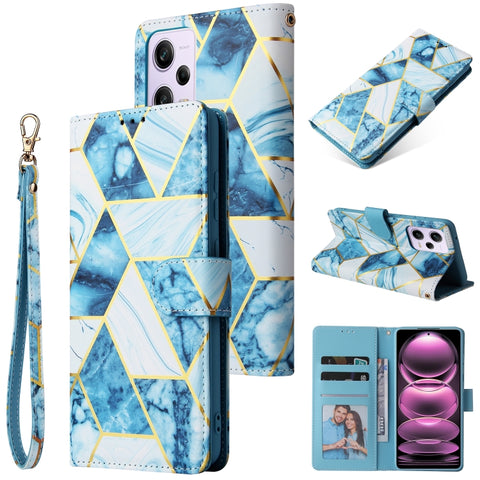 Marble Bronzing Stitching Leather Phone Case, For Samsung Galaxy A34 5G, For Samsung Galaxy A54 5G, For Xiaomi Redmi Note 12 5G, For Xiaomi Redmi Note 12 Pro 5G, For Xiaomi Redmi Note 12 Pro+ 5G