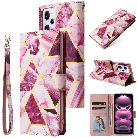 Marble Bronzing Stitching Leather Phone Case, For Samsung Galaxy A34 5G, For Samsung Galaxy A54 5G, For Xiaomi Redmi Note 12 5G, For Xiaomi Redmi Note 12 Pro 5G, For Xiaomi Redmi Note 12 Pro+ 5G