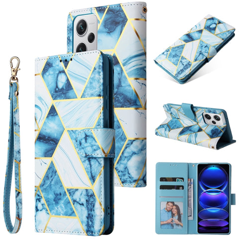 Marble Bronzing Stitching Leather Phone Case, For Samsung Galaxy A34 5G, For Samsung Galaxy A54 5G, For Xiaomi Redmi Note 12 5G, For Xiaomi Redmi Note 12 Pro 5G, For Xiaomi Redmi Note 12 Pro+ 5G