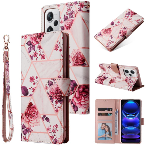 Marble Bronzing Stitching Leather Phone Case, For Samsung Galaxy A34 5G, For Samsung Galaxy A54 5G, For Xiaomi Redmi Note 12 5G, For Xiaomi Redmi Note 12 Pro 5G, For Xiaomi Redmi Note 12 Pro+ 5G
