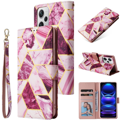 Marble Bronzing Stitching Leather Phone Case, For Samsung Galaxy A34 5G, For Samsung Galaxy A54 5G, For Xiaomi Redmi Note 12 5G, For Xiaomi Redmi Note 12 Pro 5G, For Xiaomi Redmi Note 12 Pro+ 5G