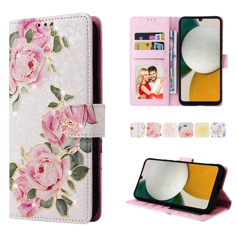 Bronzing Painting RFID Leather Phone Case, For Samsung Galaxy A34 5G, For Samsung Galaxy A54 5G