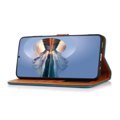 KHAZNEH Dual-color Cowhide Texture Flip Leather Phone Case, For Samsung Galaxy M14