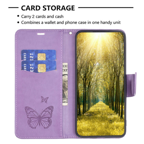 Two Butterflies Embossing Leather Phone Case, For Xiaomi Redmi Note 12 4G Global, For Nokia G22, For Samsung Galaxy A24 4G, For Samsung Galaxy M14 5G
