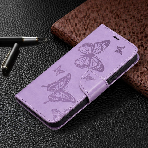 Two Butterflies Embossing Leather Phone Case, For Xiaomi Redmi Note 12 4G Global, For Nokia G22, For Samsung Galaxy A24 4G, For Samsung Galaxy M14 5G